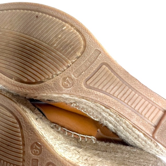 Maypol Anthropologie Leather Wedge Espadrille Criss Cross Sandals Size 37 - Picture 8 of 8